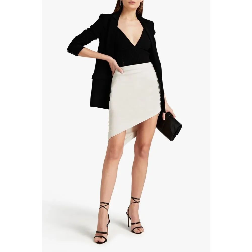 ✨IRO Luncie Asymmetric Ruched Crepe Mini Sz 34/2 Skirt In Cream✨